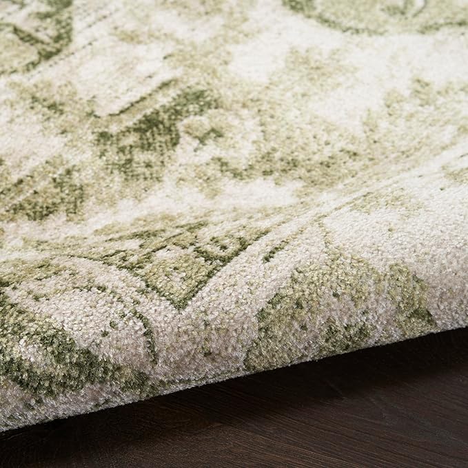 Nourison Home Astra Machine Washable Ivory Green 5'3" x 7' Area Rug - Easy Clean, Non Shedding, Bed Room, Living Room, Dining Room, Kitchen (5' x 7')