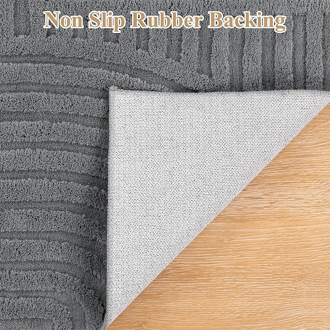 Pauwer 9x12 Washable Area Rugs for Living Room Modern Grey Solid Color Soft Fluffy Rugs for Bedroom Non Slip Boho Accent Indoor Mat Floor Carpet Cover for Kids Room Dining Room Kitchen Office