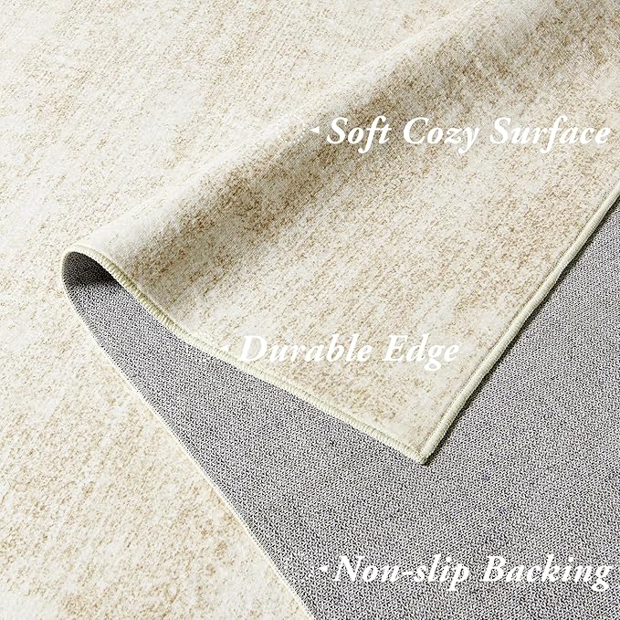 9x12 Area Rug for Living Room,Washable Neutral Farmhouse Abstract Extra Large Boho Bedroom Dining Room Rug Tan Brown Light Taupe with Cream Beige