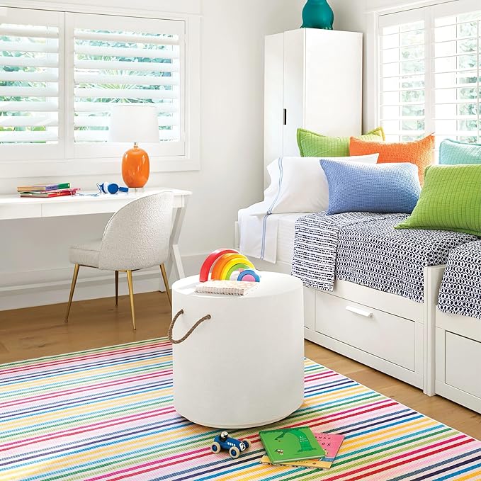 Dash and Albert Rainbow Machine Washable Area Rug - 2' x 3' Multicolor Stripe Washable Accent Rug - Durable, High Traffic Areas Kitchen, Mudroom, Hallways