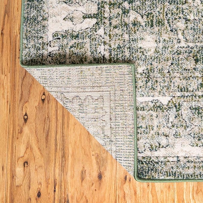 Unique Loom Isabella Collection Area Rug - Adjani (2' 7" x 10' Runner, Green/ Ivory)