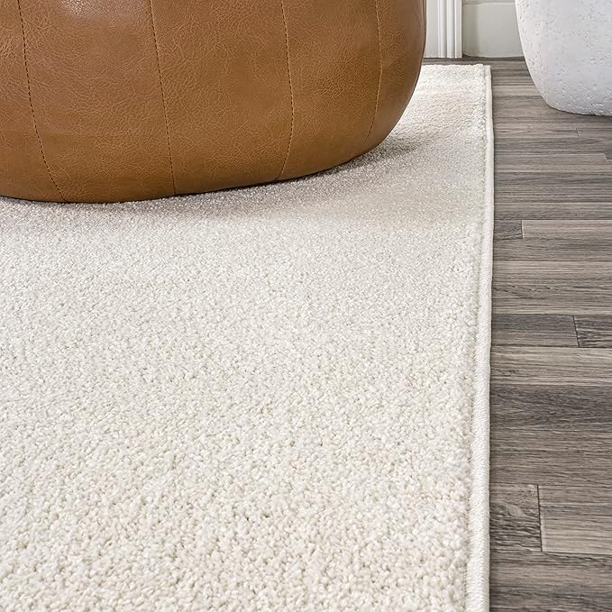 Eyely UES100T-28 Supersoft Haze Solid Low-Pile Indoor Runner Rug Casual;Contemporary;Solid;Traditional, Bedroom, Kitchen, Living Room, Easy-Cleaning, Non-Shedding, 2 X 8, Cream
