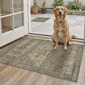 2x3 Entrance Rug Machine Washable Rug Small Door Mat,Ultra-Thin Low Pile Pad,Lightweight Indoor Carpet,Non Slip Floral Area Rug for Entryway,Bedside,Kids Room,Laundry,Bathroom,Sage