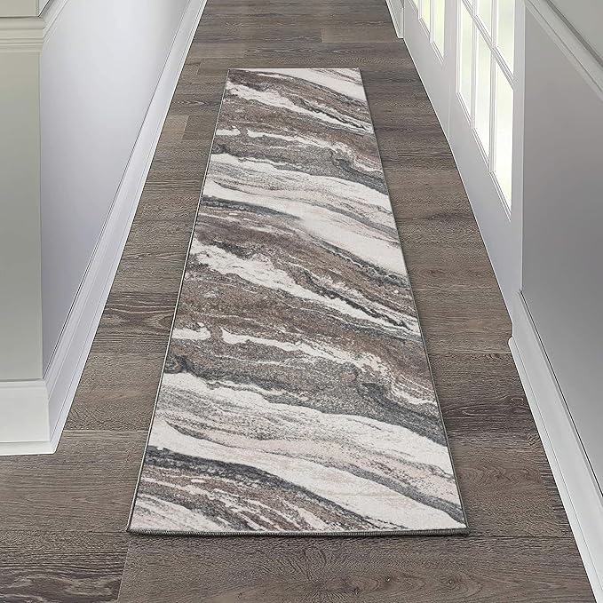 LUXE WEAVERS Lagos Collection 7983 Grey 2x7 Art Deco Area Rug