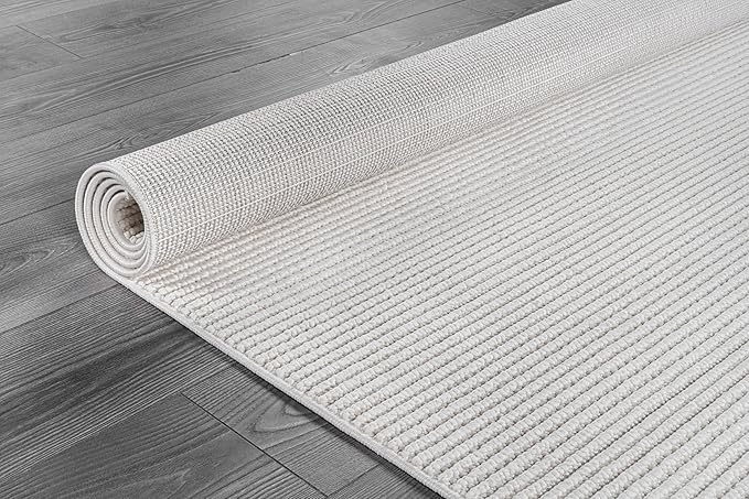 Beverly Rug Micro Loop Area Rug White 6x9 Modern Luxury Soft Trellis Geometric Durable Indoor Area Rugs for Living Dining Room Office Stain Resistant Non Shedding Casual Indoor Carpet White 6 x 9