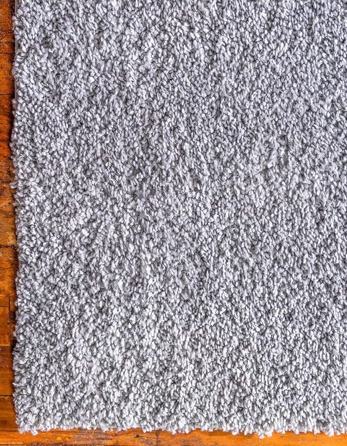 Unique Loom Davos Shag Collection Area Rug - Solid (2' 2" x 8' Runner, Sterling)