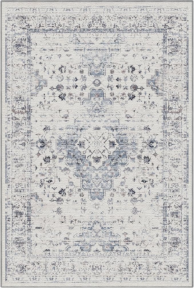 LUMI 8x10 Washable Area Rug for Living Room, Ultra Soft Traditional Rugs Non Slip with Rubber Backing, Low Profile, High Traffic, Stain Resistant Carpets, Ideal for Bedroom, Dining Room, Indoor