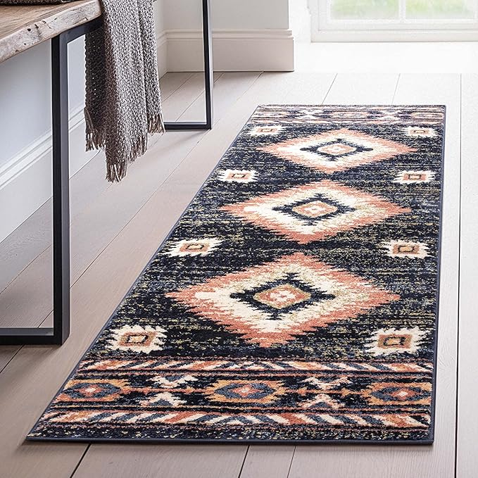 Well Woven Tulsa Lea Blue Traditional Southwestern Tribal 2'3" x 7'3" Runner Rug