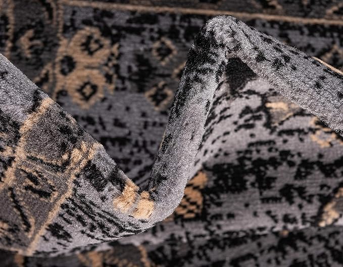 Unique Loom Taftan Collection Border Geometric Tribal Inspired Design Area Rug (2' 2 x 3' 0 Rectangular, Gray/ Black)