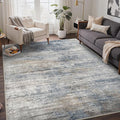 Bavni 5x7 Rug, Machine Washable Rug Non-Slip, Soft Modern Lightweight Area Rug, Stain Resistant Rugs for Living Room, Bedroom, Dining Room, Blue/Light Grey