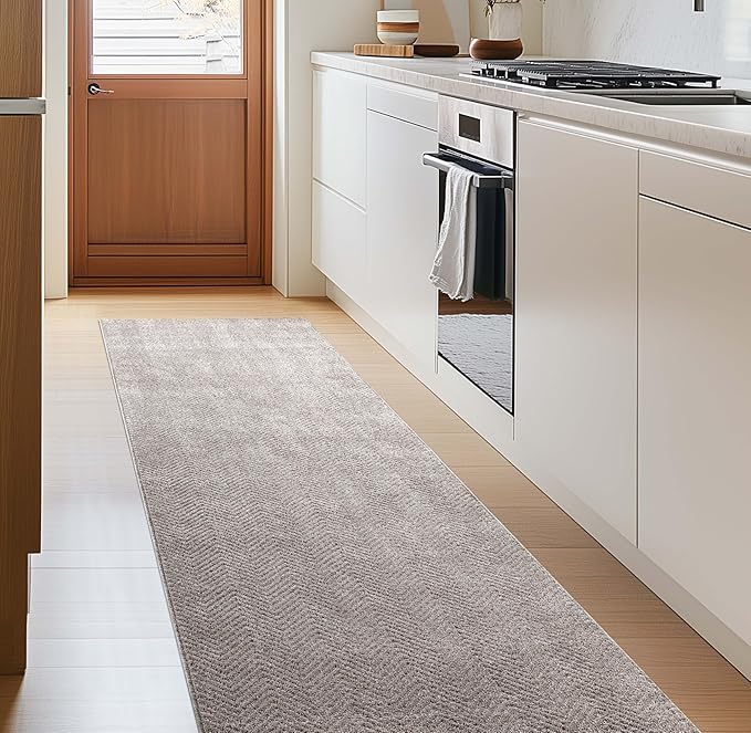 Well Woven Custom Size Hallway & Stair Runner- Harlow Pompeii Taupe 31 Inches Wide x 22 Feet Long Runner (31" x 22') Runner Rug - Modern Chevron Pattern, Ultra-Soft, Easy-Clean