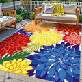 Outdoor Area Rug Washable Multicolored Patio Rug Tropical Botanical Modern Floral Outdoor Carpet Non-Slip for Patio, Deck, Backyard, Porch (8x10)
