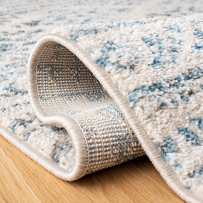SAFAVIEH Tulum Collection Runner Rug - 2' x 9', Ivory & Turquoise, Moroccan Boho Tribal Design, Non-Shedding & Easy to Clean, Ideal for Living Room, Hallway, Foyer, Entryway, Bedroom (TUL272E)