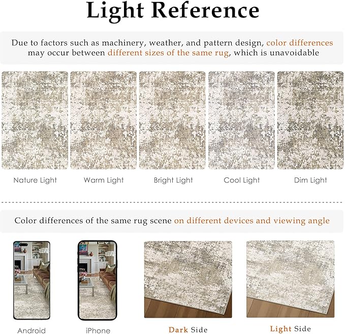 Beige Area Rug 5x7 Machine Washable Modern Abstract Living Room Carpet Non Slip Neutral Low Pile Soft Non Shedding Bedroom Contemporary Indoor Rug for Kitchen Office Laundry Dining Room