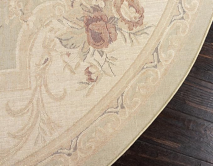 Unique Loom Versailles Collection Area Rug - Henry (5' 3" Round Green/Cream)