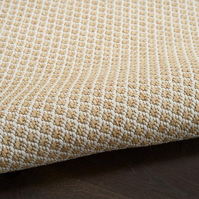 Nourison Home Courtyard Natural 4' x 6' Area Rug - Easy Clean, Non Shedding, Bed Room, Living Room, Dining Room, Kitchen (4' x 6')