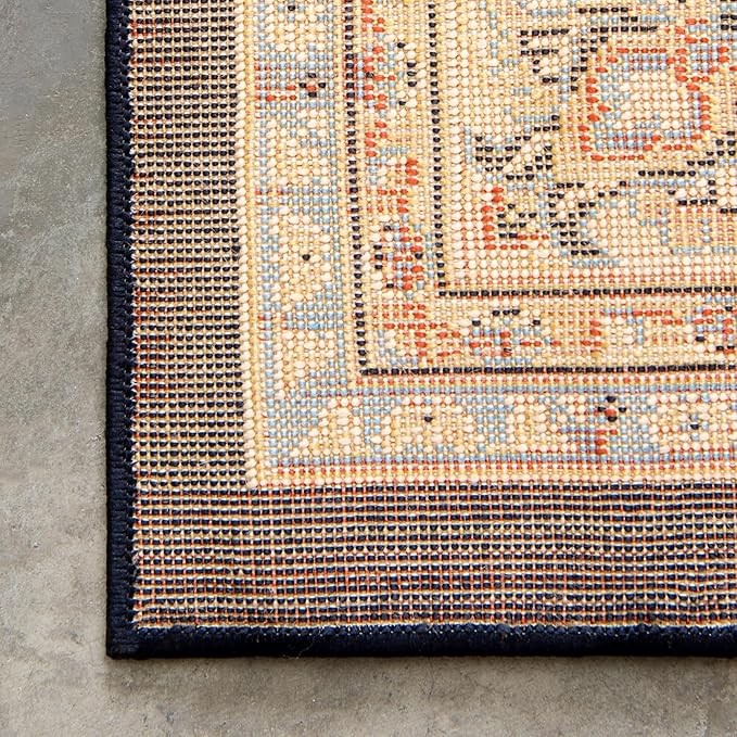 Unique Loom Sialk Hill Collection Area Rug - Washington (9' x 12' 2" Rectangle Navy Blue/Cream)