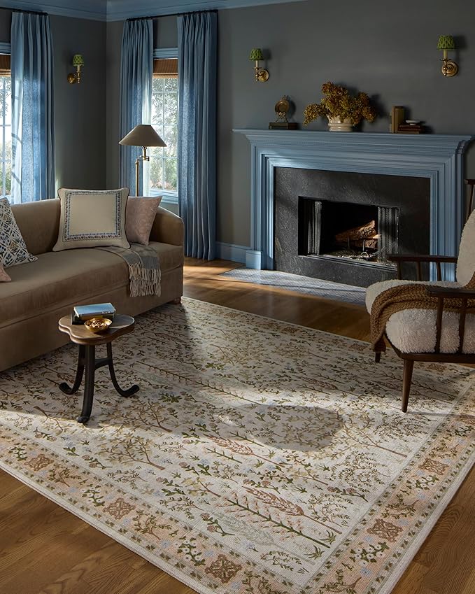 Loloi Rifle Paper Co. Canopy Collection CNP-01 Cream 5'-0" x 7'-6" Area Rug