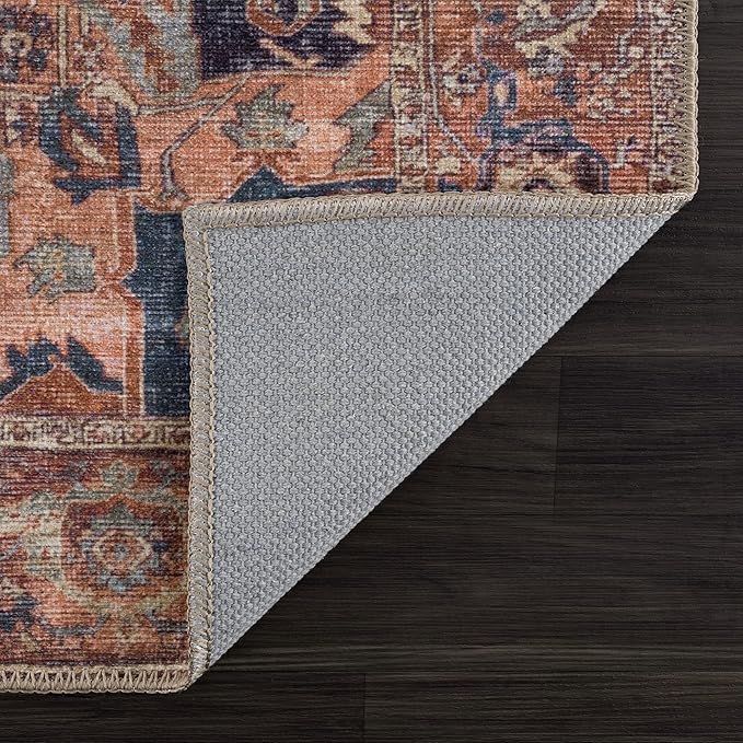 Bloom Rugs Washable 9' x 12' Rug - Beige/Terracotta Traditional Area Rug for Living Room, Bedroom, Dining Room, and Kitchen - Exact Size: 9' x 12'