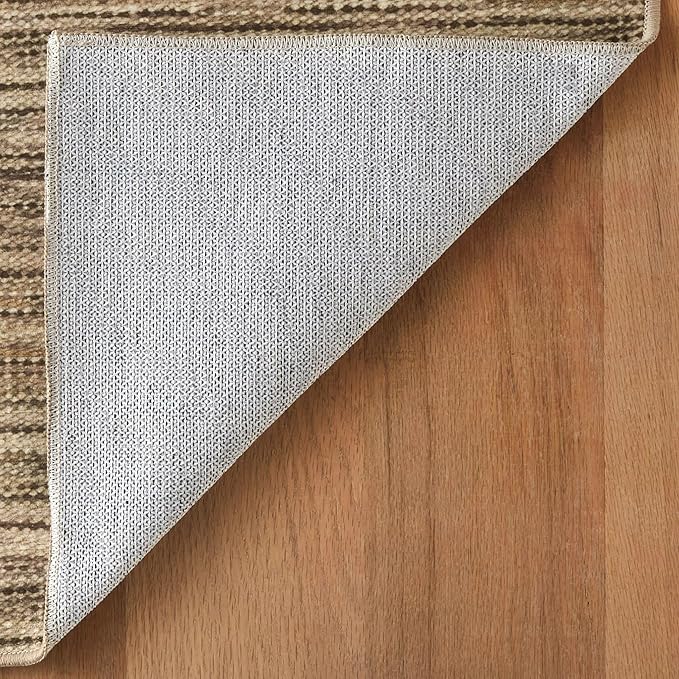 Dash & Albert Clay Natural Machine Washable Rug, 6 X 9 Feet, Natural Stripe Pattern