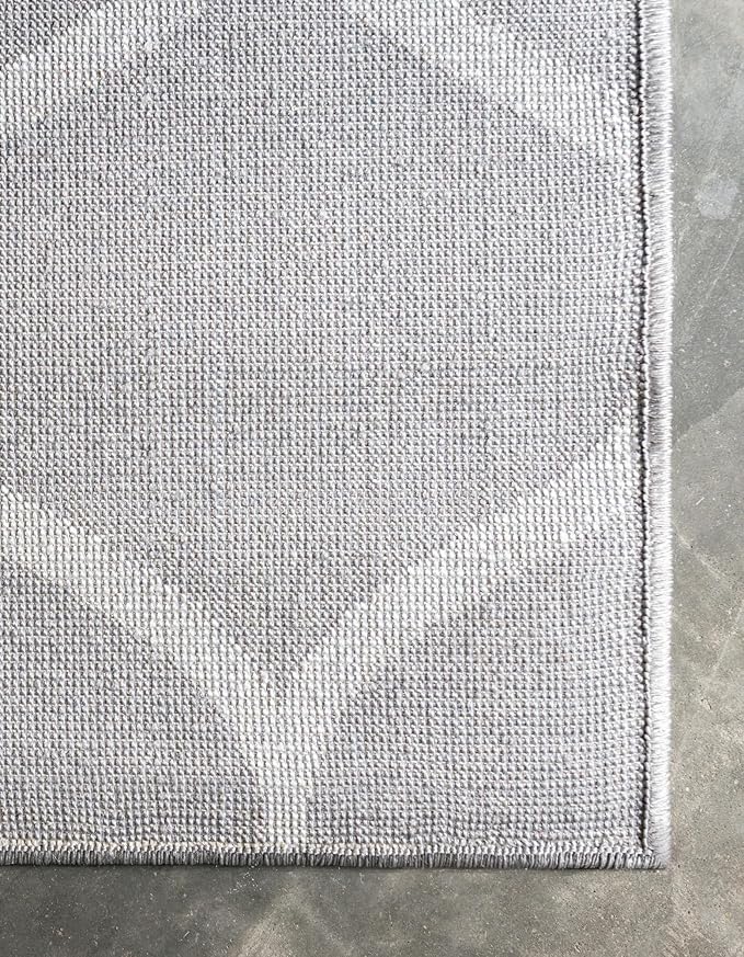 Rugs.com Lattice Frieze Collection Rug – 7' Square Light Gray Medium Rug Perfect for Living Rooms, Kitchens, Entryways