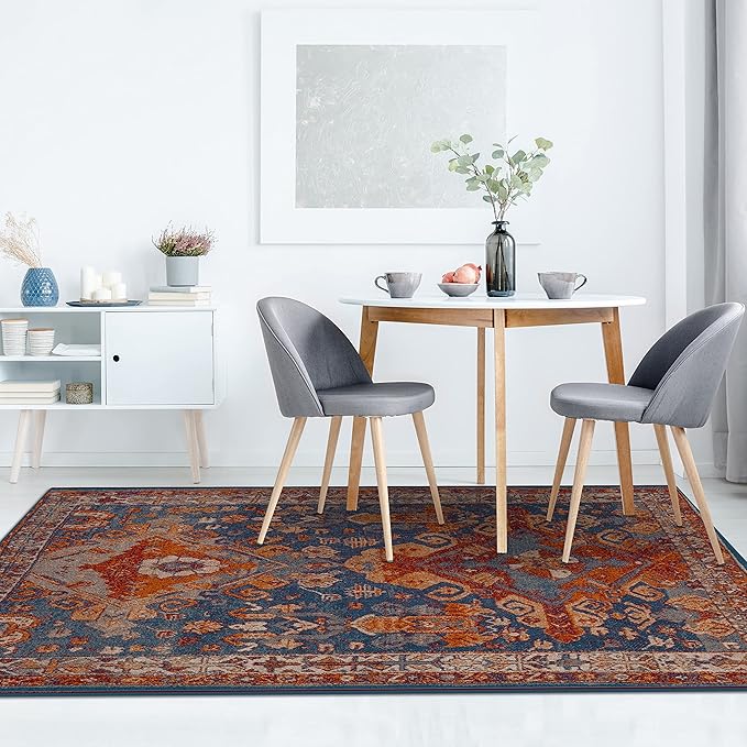 LUXE WEAVERS Moroccan Floral Blue 8x10 Area Rug for Living Room