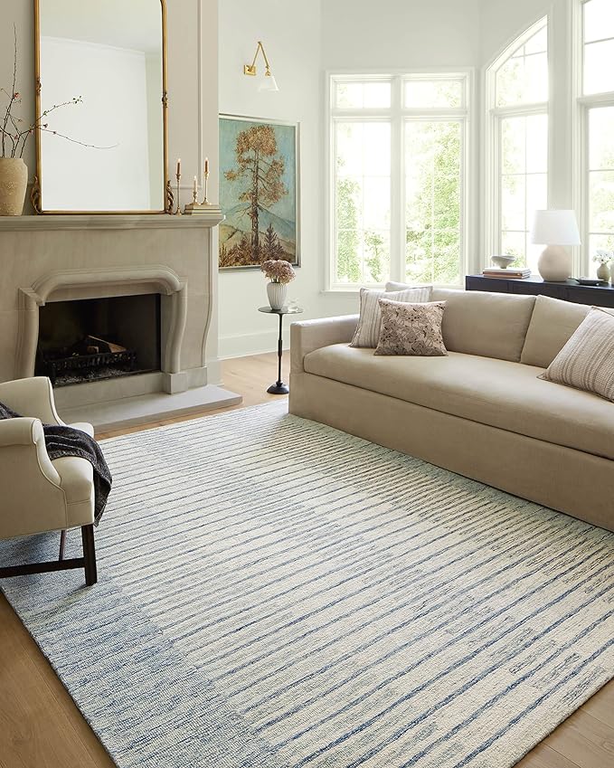 Loloi Chris Loves Julia Chris Collection CHR-01 Ivory/Denim 2'-6'' x 11'-6'', .50" Pile Height, Runner Rug