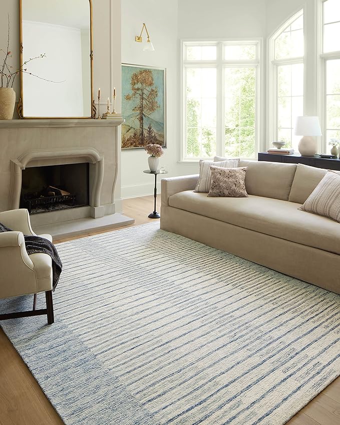 Loloi Chris Loves Julia Chris Collection CHR-01 Ivory/Denim 2'-3'' x 3'-9'', .50" Pile Height, Accent Rug