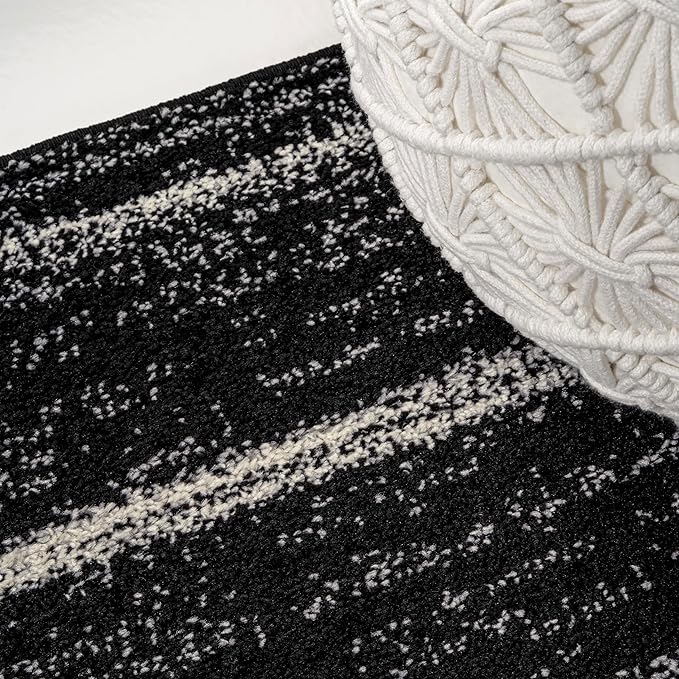 JONATHAN Y Williamsburg Minimalist Stripe Black/Cream Runner Rug, 2x8, Contemporary, Modern, Easy-Cleaning for Living Room, Bedroom, Kitchen, Pet Friendly, Non-Shedding (MOH201F-28)