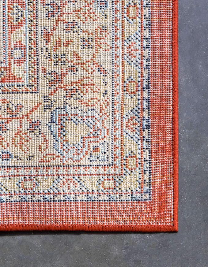 Unique Loom Reza Collection Traditional Persian Style Area Rug, 9 ft 10 in x 13 ft, Terracotta/Ivory