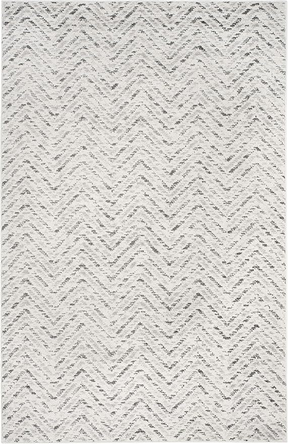 SAFAVIEH Adirondack Collection Area Rug - 5'1" x 7'6", Ivory & Charcoal, Chevron Design, Non-Shedding & Easy Care, Ideal for High Traffic Areas in Living Room, Bedroom (ADR104N)