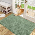 OLANLY Dog Door Mat for Muddy Paws 48x30, Absorbs Moisture and Dirt, Absorbent Non-Slip Washable Doormat, Quick Dry Chenille Mud Mat, Entry Indoor Entryway Carpet for Inside Floor, Olive Green
