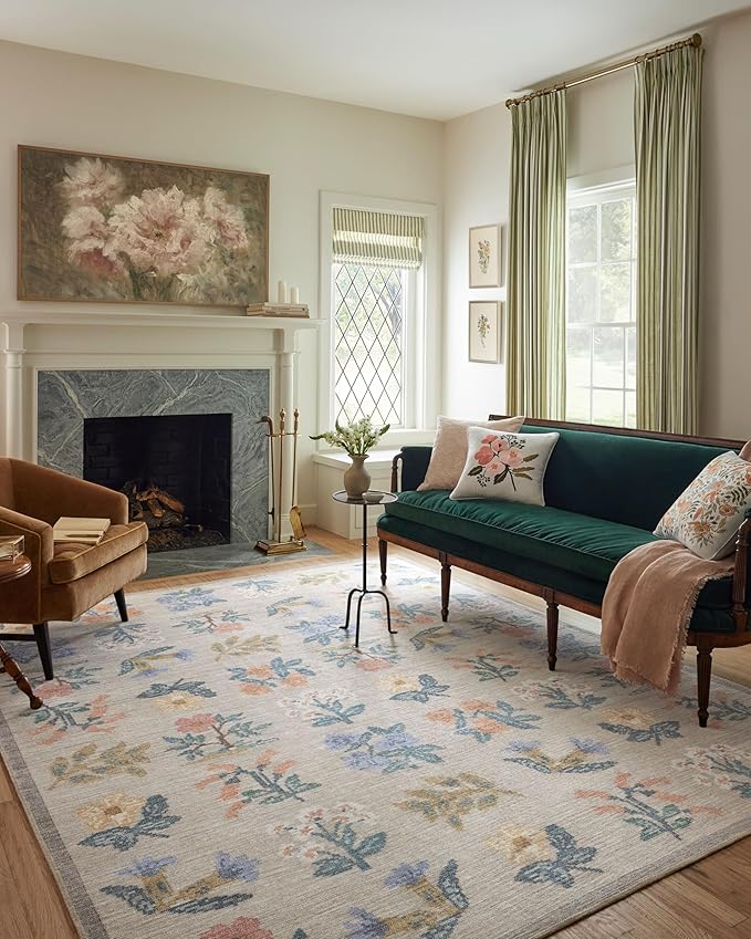Loloi Rifle Paper Co. Rosa Collection RSA-03 Cream 2'-3" x 3'-9" Accent Rug