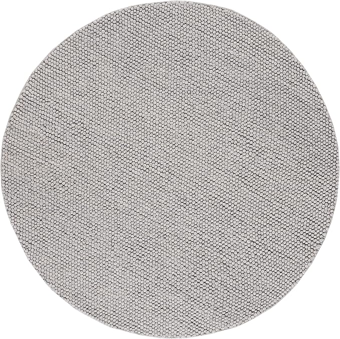 SAFAVIEH Natura Collection Area Rug - 10' Round, Silver, Handmade Wool Blend, Textured Design, Ideal for Living Room, Bedroom, Dining Space (NAT620C)