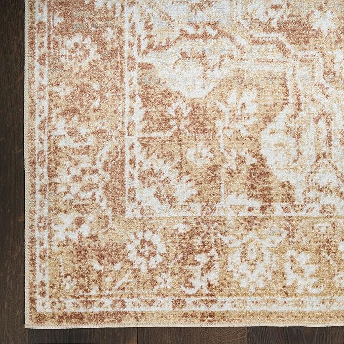 Nourison Home Astra Machine Washable Rust 6'7" x 9' Area Rug - Easy Clean, Non Shedding, Bed Room, Living Room, Dining Room, Kitchen (7' x 9')