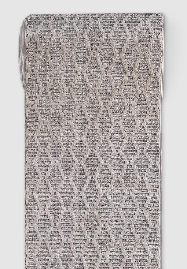 Well Woven Custom Size Hallway & Stair Runner- Harlow Babylon Taupe 31 Inches Wide x 55 Feet Long Runner (31" x 55') Runner Rug - Moroccan Diamond Pattern, Ultra-Soft, Easy-Clean
