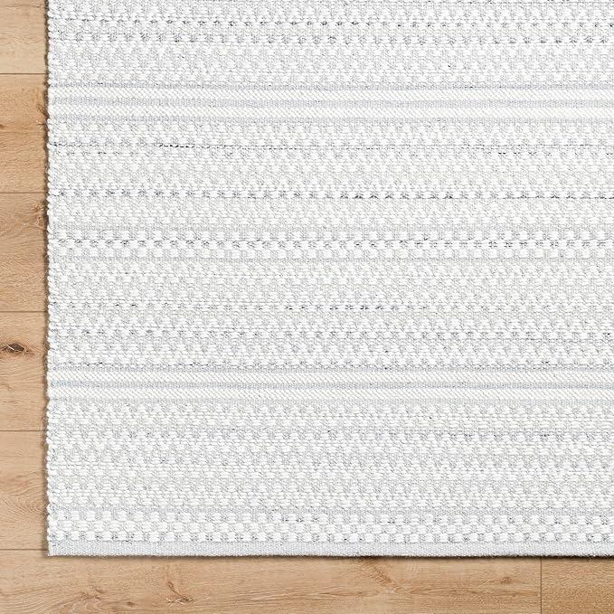 Mark&Day Wool Rugs, 4x6 Precious Solid and Border Cream/Charcoal Area Rug, Cream Grey Carpet for Living Room, Bedroom or Kitchen (3'6" x 5'6")