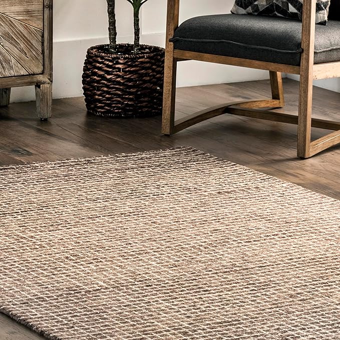 Rugs USA Melrose Brown/Ivory, 2'6" x 14', Handmade, Wool & Cotton, Soft and Cozy, High Traffic, Stain Resistant, Easy Clean, Durable Runner for Bedroom, Living Room, Dining Space, Den, Entryway