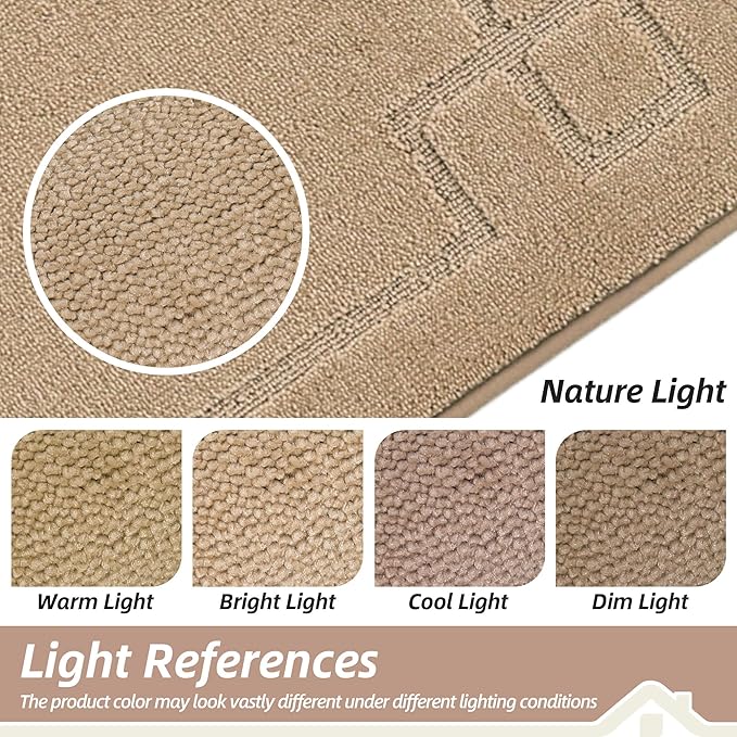 BEQHAUSE Door Mat 32" x 48", Non-Slip Door Mats Indoor Entryway Rugs Washable Low-Profile Absorbent and Stain Resist Floor Mats, Dog Door Mat for Front Back Door, Muddy Wet Shoes & Paws, Beige