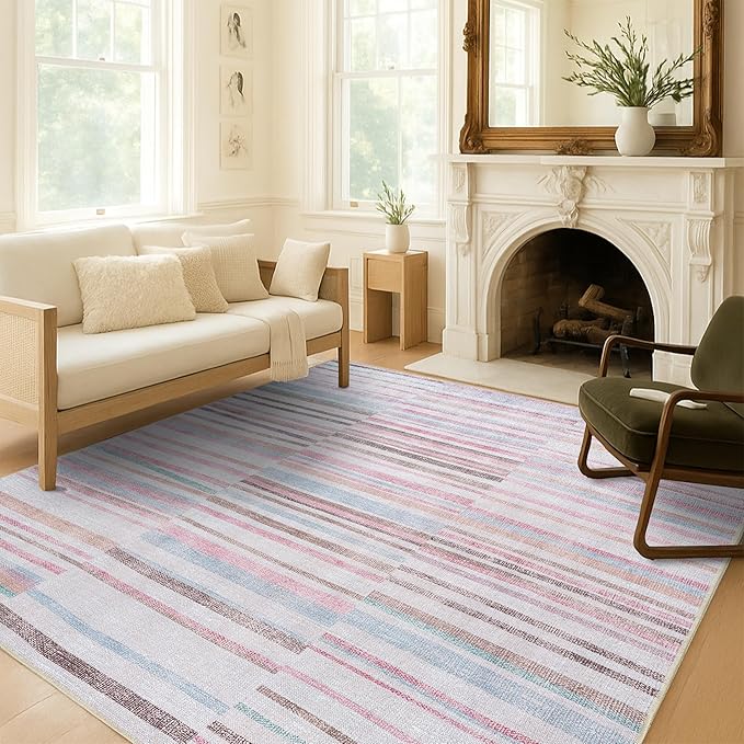 Fame Living Washable Area Rug. Modern Farmhouse. Vintage. Turkish. Bohemian. Distressed. Oriental. Traditional. Rugs for Living Room. Dining. Bedroom. Office. Entryway. Foyer. (865MM, 9' x 12')