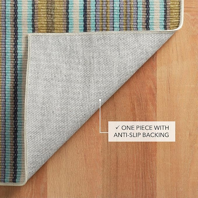 Dash & Albert Treehouse Stripe Machine Washable Rug, 6 X 9 Feet, Green Stripe Pattern