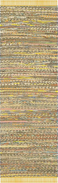 SAFAVIEH Rag Rug Collection Runner Rug - 2'3" x 10', Yellow & Multi, Handmade Boho Stripe Cotton, Ideal for High Traffic Areas in Living Room, Bedroom (RAR121H)