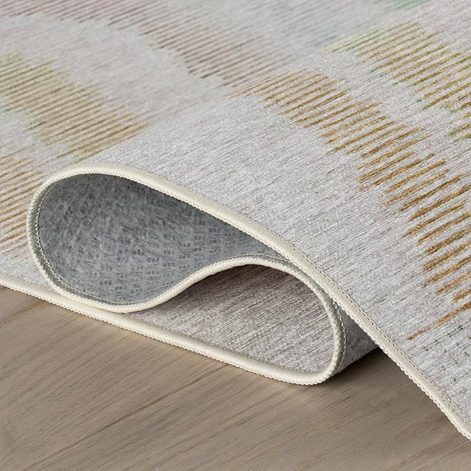 Dash & Albert Zarek Multi Machine Washable Rug, 4 X 6 Feet, Multicolored/White Chevron Pattern