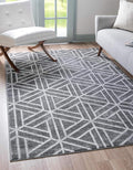 Rugs.com Lattice Trellis Collection Rug – 7' x 10' Gray Low-Pile Rug Perfect for Living Rooms, Large Dining Rooms, Open Floorplans