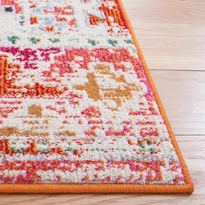 SAFAVIEH Madison Collection Accent Rug - 3' x 5', Rust & Pink, Boho Diamond Distressed Design, Non-Shedding & Easy Care, Ideal for High Traffic Areas in Entryway, Living Room, Bedroom (MAD418Q)