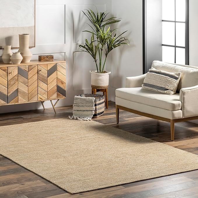 nuLOOM Alessi Solid Farmhouse Cotton Area Rug, 8x10, Beige