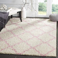 SAFAVIEH Dallas Shag Collection Accent Rug - 4' x 6', Ivory & Light Pink, Trellis Design, Non-Shedding & Easy Care, 1.5-inch Thick Ideal for High Traffic Areas in Foyer, Living Room, Bedroom (SGD257P)