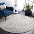 SAFAVIEH Natura Collection Area Rug - 4' Round, Light Grey & Ivory, Handmade Wool Blend, Textured Design, Ideal for Living Room, Bedroom, Dining Space (NAT620G)