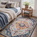 tchdio 3x5 Bedroom Area Rug, Non Slip Washable Entryway Rug Indoor, Soft Low Pile Vintage Door Mat, Stain Resistant Rug for Entrance, Bedside, Dining Room (Multi, 3'x5')