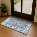 Fame Living Grey Oushak Rug, Modern Small Rugs, Vintage, Turkish, Eclectic, Floral, Pastel, Washable, Door Mat, Doormat for Indoor Entrance, Entryway, Kitchen, Bathroom, Bedroom, Laundry, 2'x3'